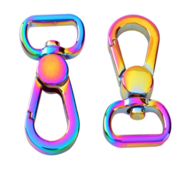 Rainbow iriserande zinklegering vridbart snäppkroksspänne för bagage