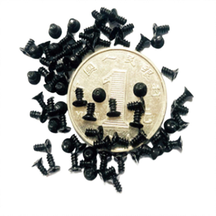 Precisionspläterad svart zink M1.6 2 mm mikroskruv för telefon
