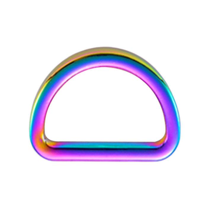 Rainbow färg platt typ metall D ring för handväska bagage