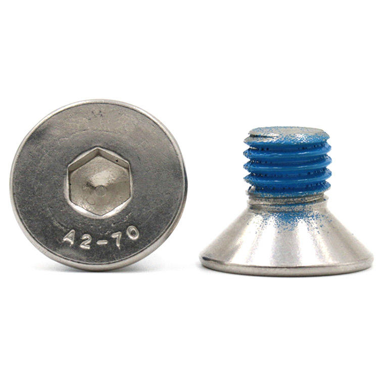 Rostfritt stål försänkta huvuduttag mikro mini skruvar med nylonlapp
