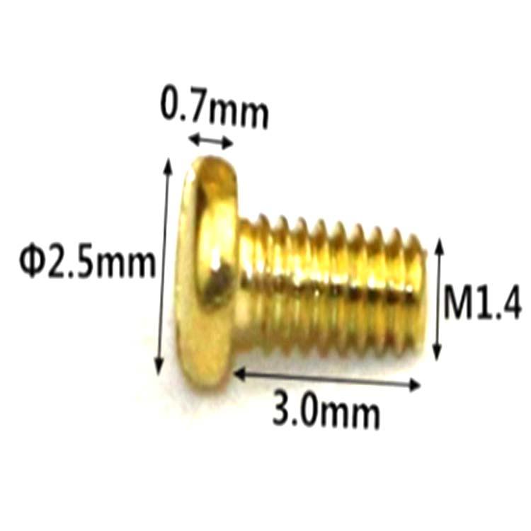 Het försäljning M1.4 mässingspannhuvud slitsad liten liten mikroskruv för glas