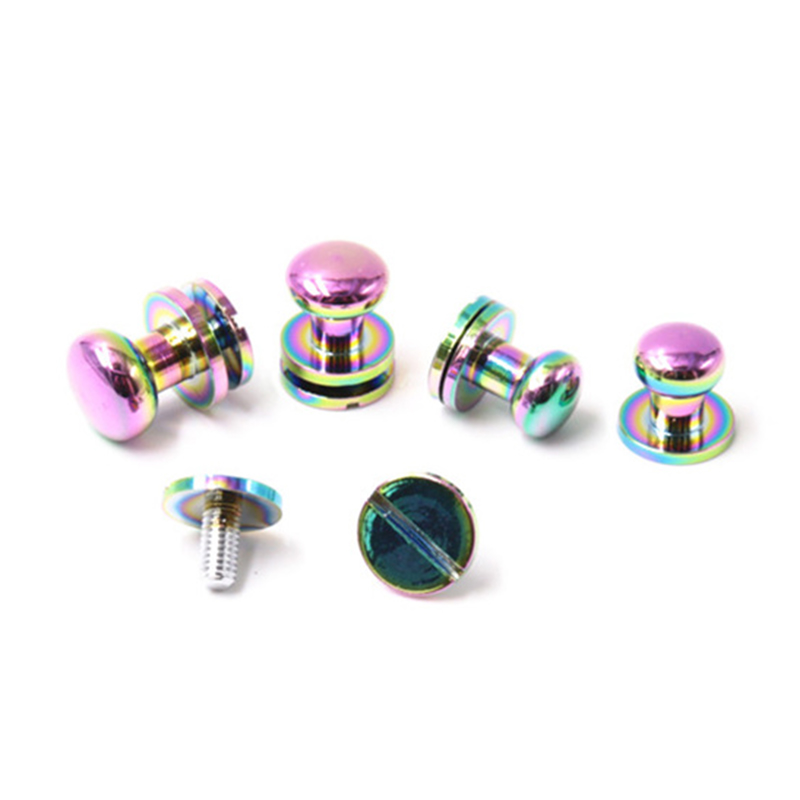 Regnbågsfärgad mässing 8mm sam browne nitar för läderbälte Regnbågsfärgad mässing 8mm sam browne nitar för läderbälte